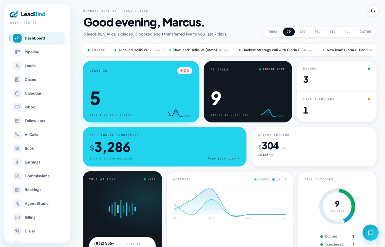 LeadBind dashboard
